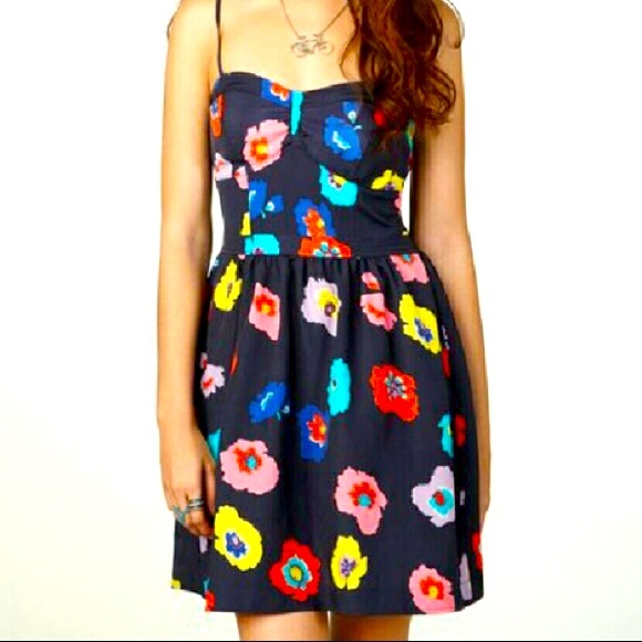 American eagle navy floral skater dress size 2